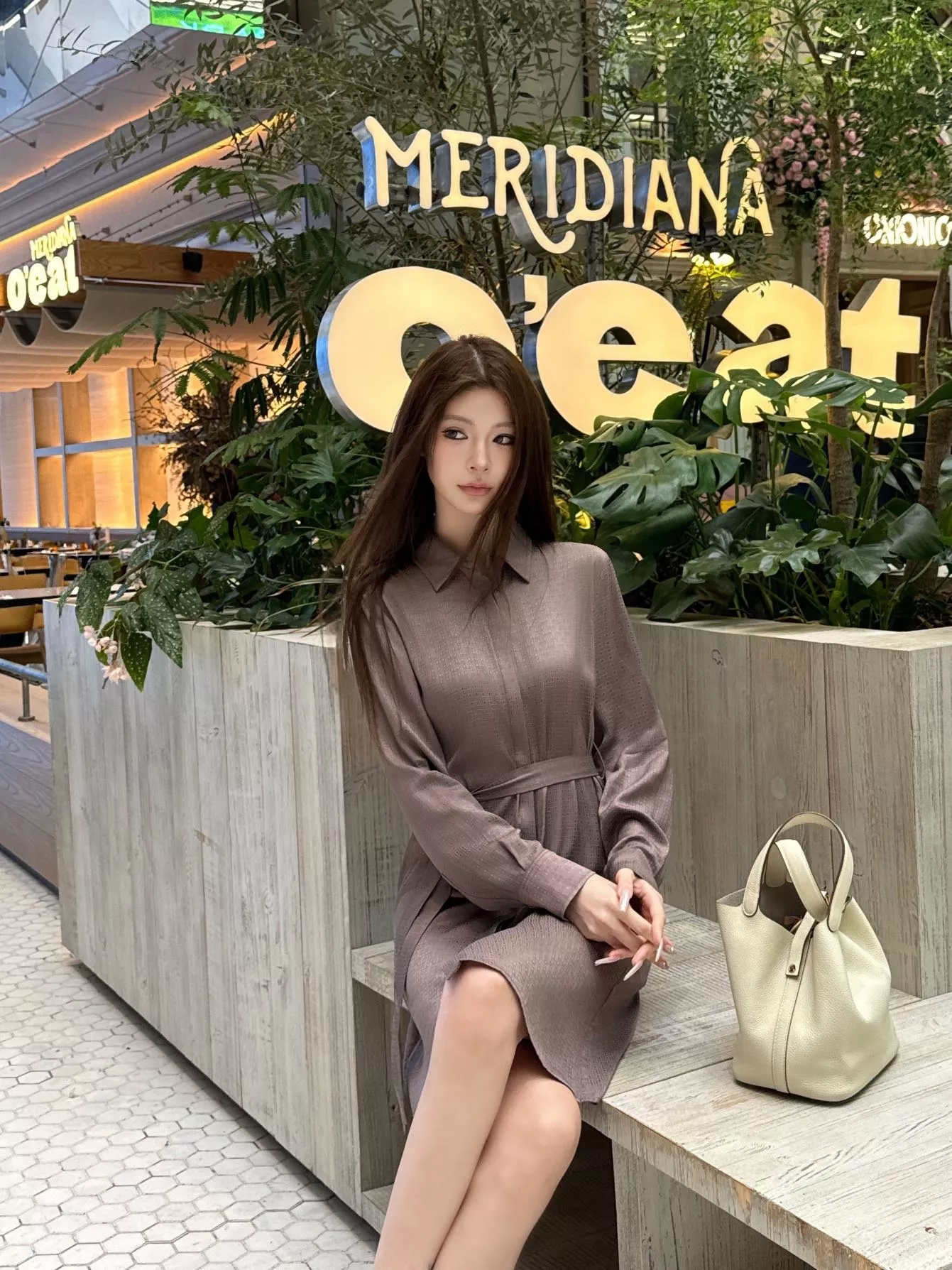 에르메스 벨트 포인트 롱 긴소매 셔츠 원피스 상세 이미지 14