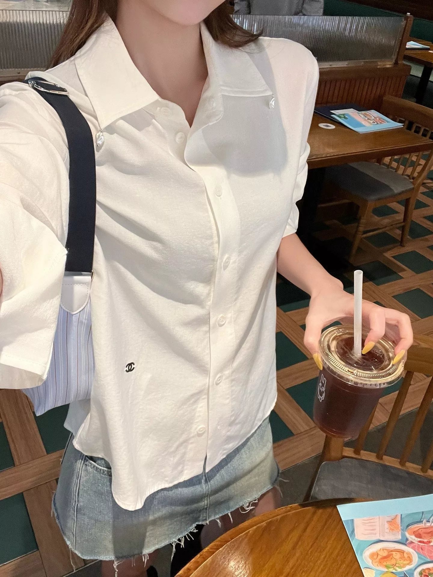 셀린느 진주 장식 텐셀 린넨 블렌드 긴소매 셔츠 상세 이미지 12