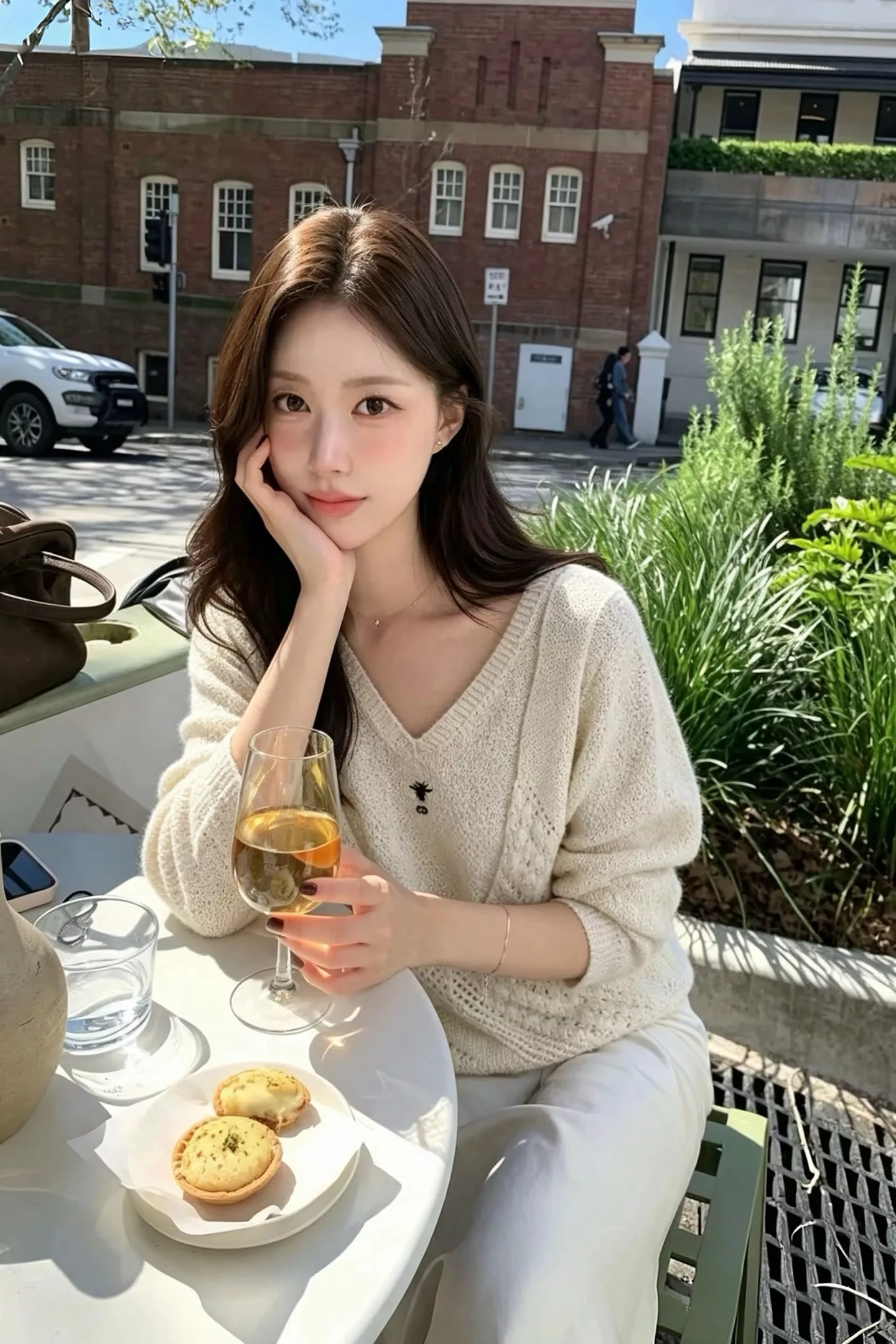 디올 브이넥 레이어드 자수 루즈핏 긴소매 니트 상세 이미지 11