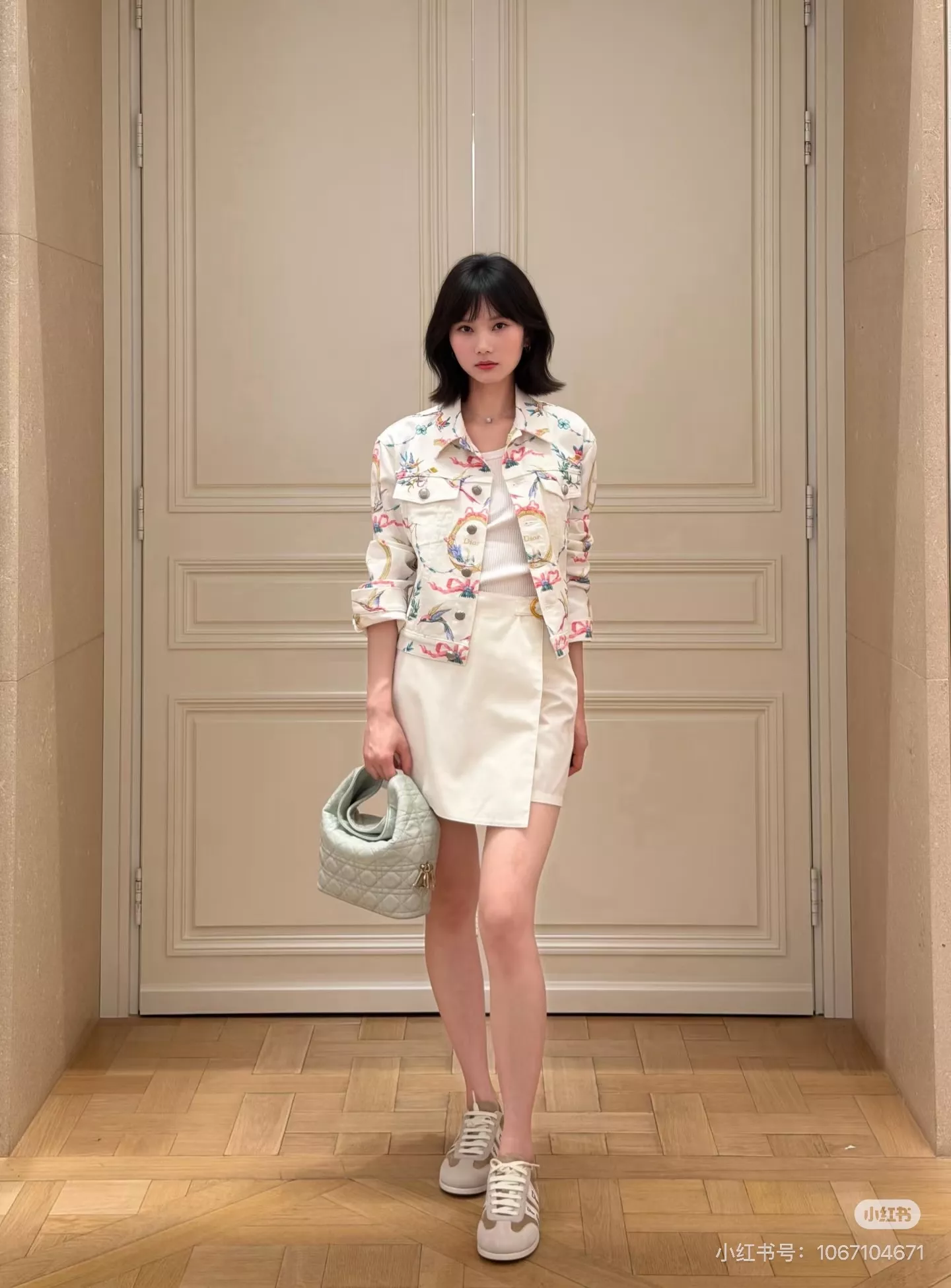 디올 플라워 버드 리본 프린트 크롭 데님 재킷 상세 이미지 18