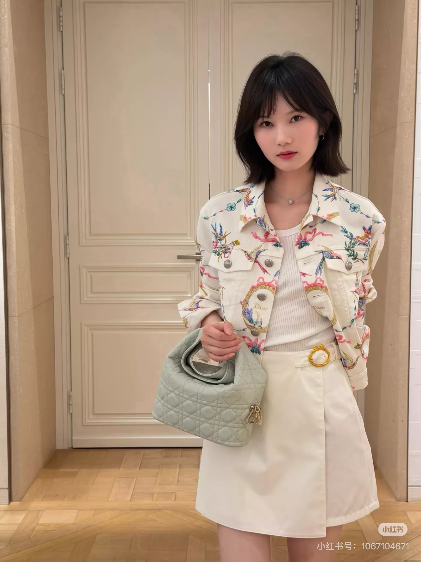디올 플라워 버드 리본 프린트 크롭 데님 재킷 상세 이미지 19