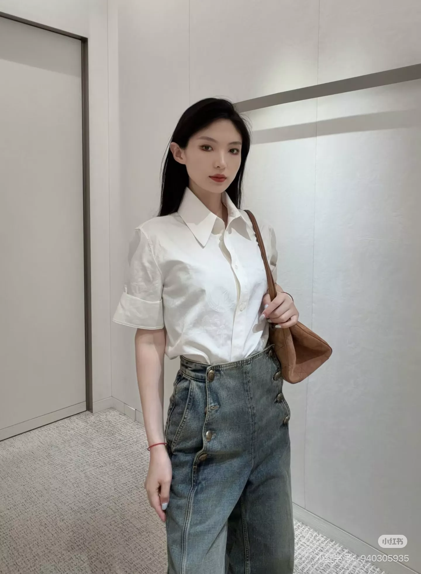 디올 하이웨이스트 워싱 와이드 데님 팬츠 상세 이미지 15