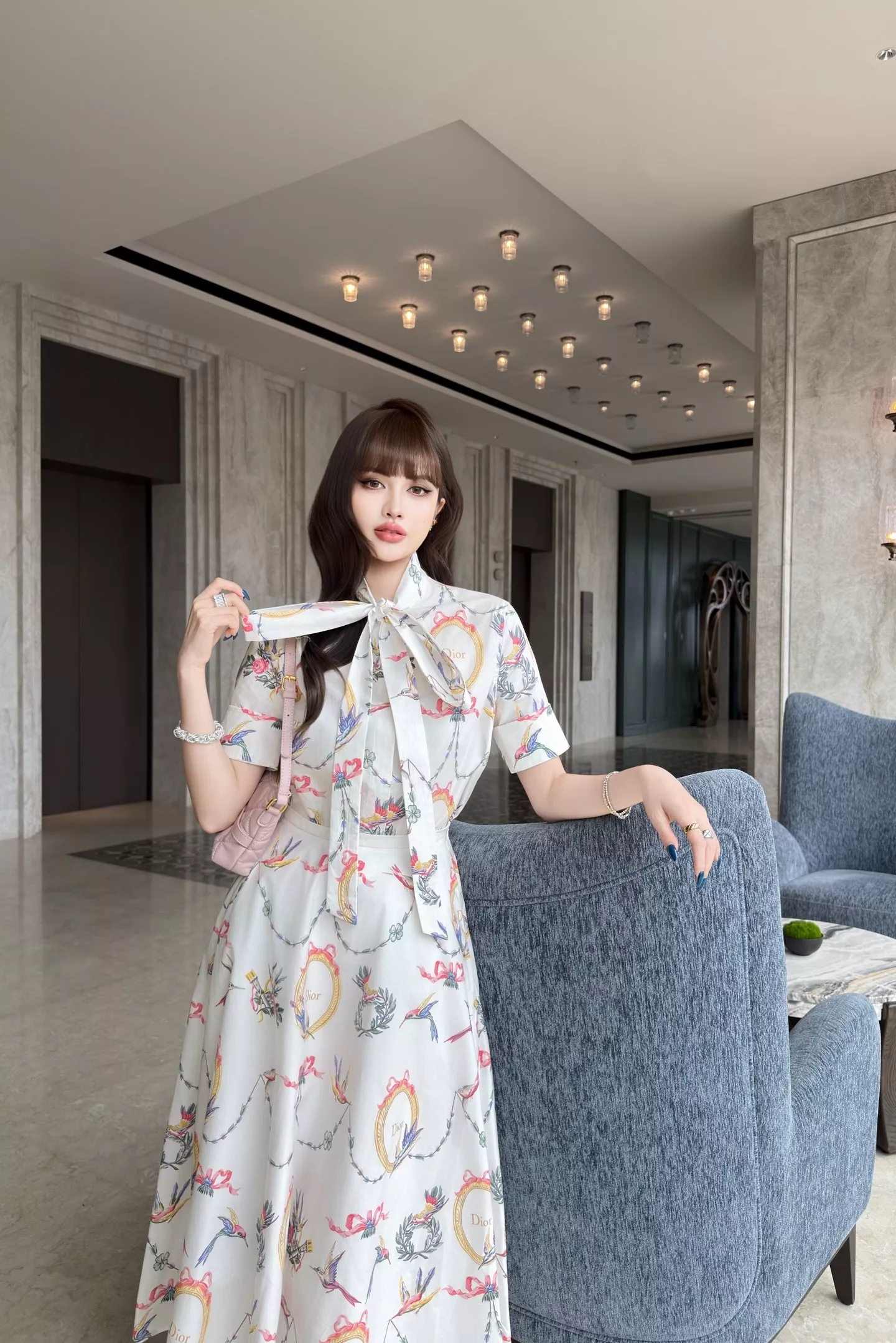 디올 빈티지 허밍버드 프린트 하이웨이스트 A라인 롱 스커트 상세 이미지 36