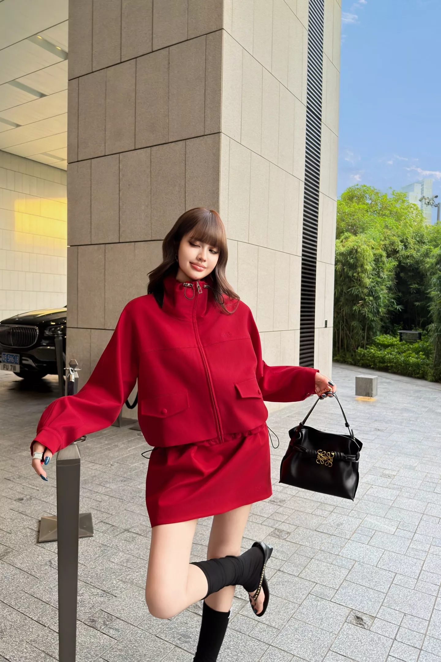로에베 스탠드칼라 드로스트링 크롭 집업 재킷 상세 이미지 76
