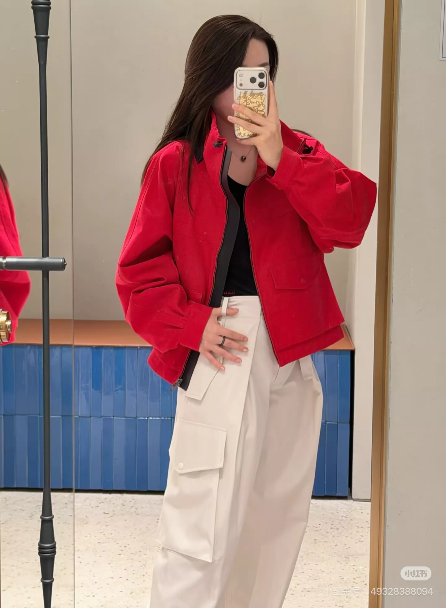 로에베 스탠드칼라 드로스트링 크롭 집업 재킷 상세 이미지 64