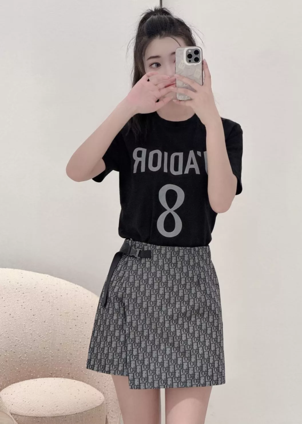 디올 오블리크 자카드 랩 스타일 큐롯 미니 스커트 상세 이미지 36
