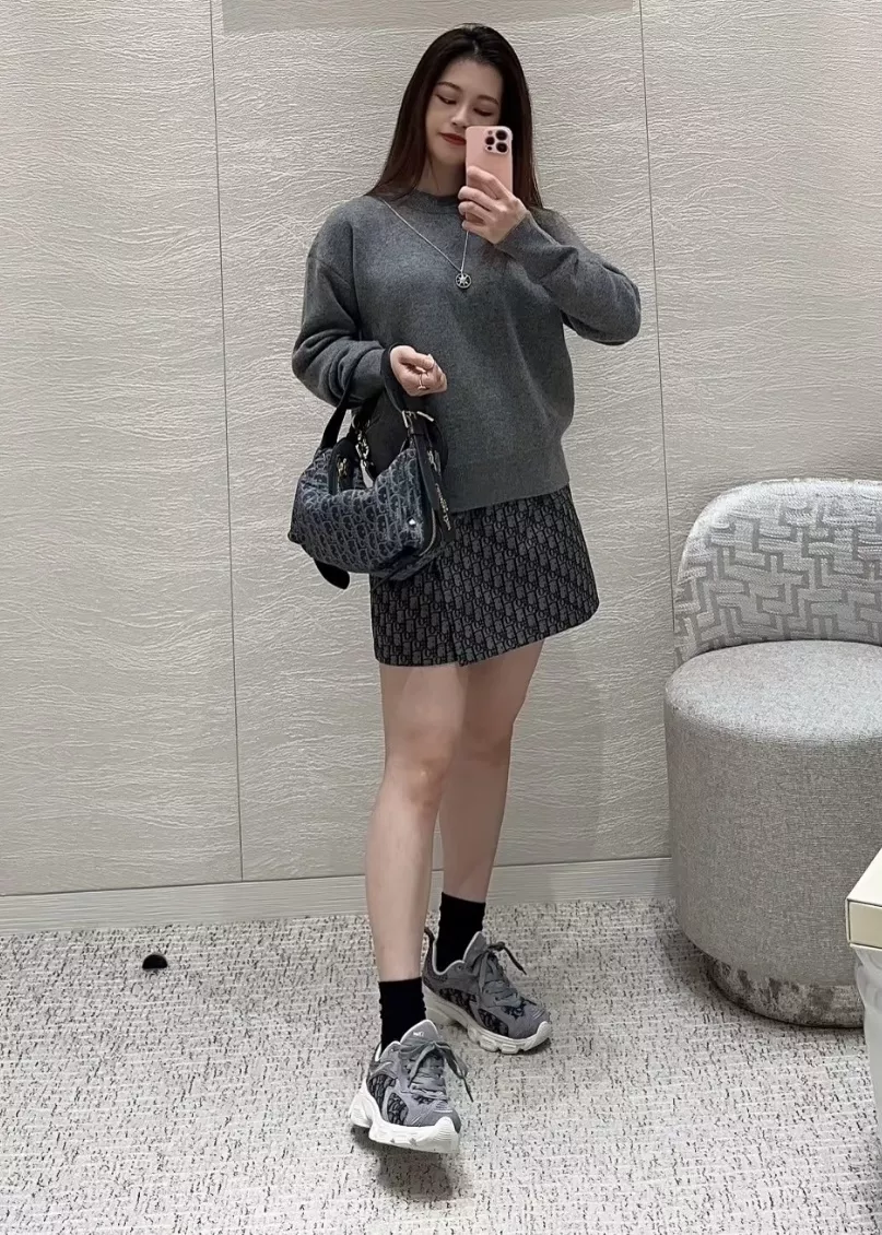 디올 오블리크 자카드 랩 스타일 큐롯 미니 스커트 상세 이미지 31