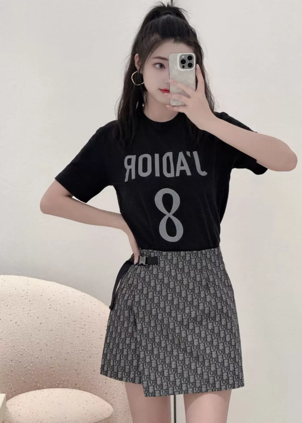 디올 오블리크 자카드 랩 스타일 큐롯 미니 스커트 상세 이미지 35