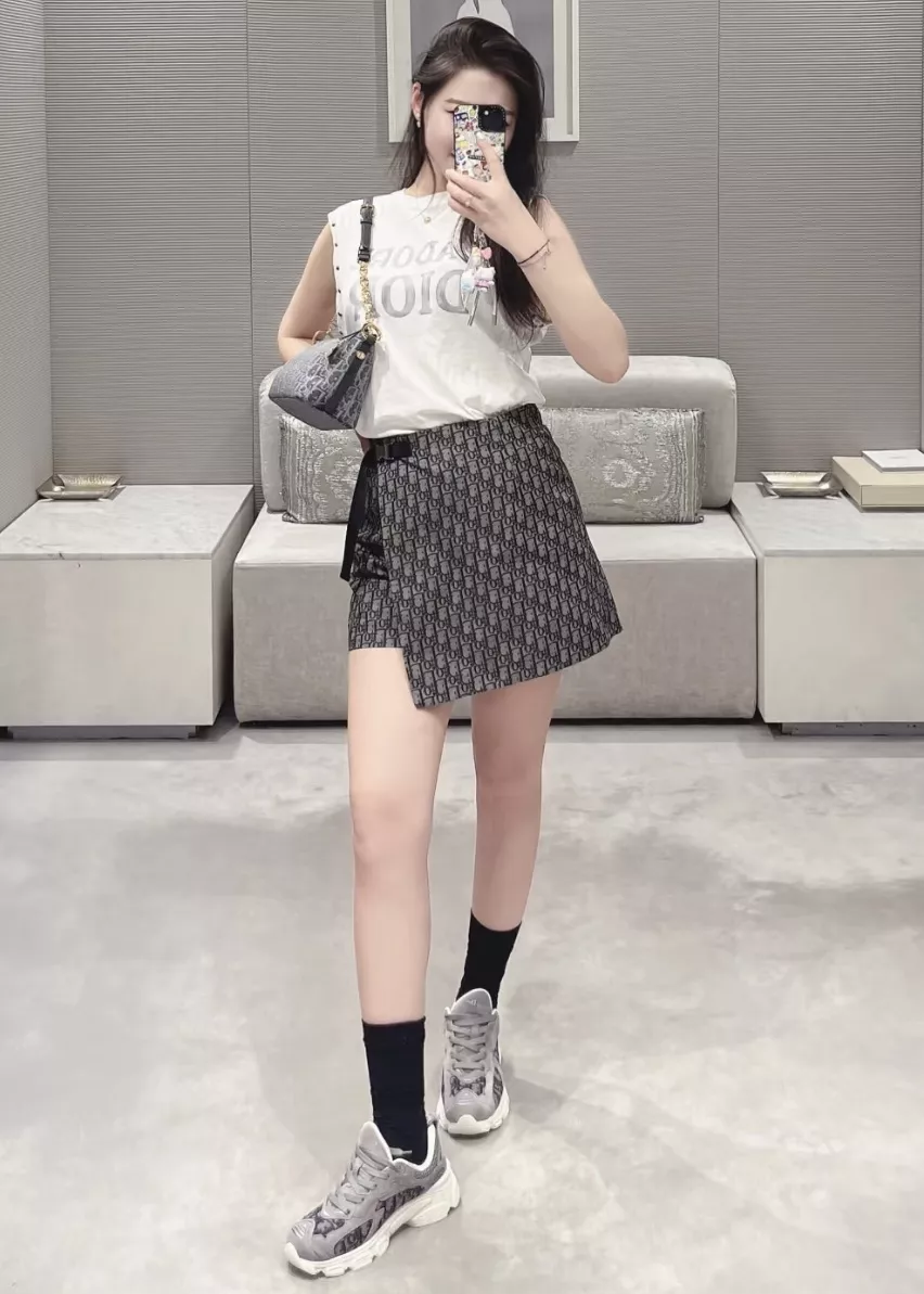 디올 오블리크 자카드 랩 스타일 큐롯 미니 스커트 상세 이미지 39