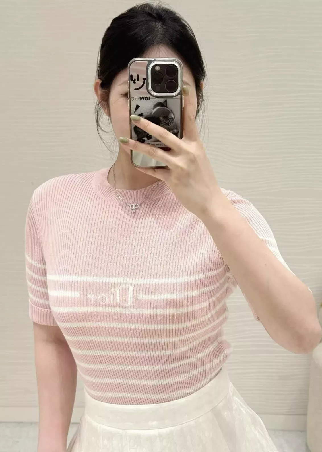 디올 스트라이프 인타르시아 슬림핏 반소매 니트 상세 이미지 24