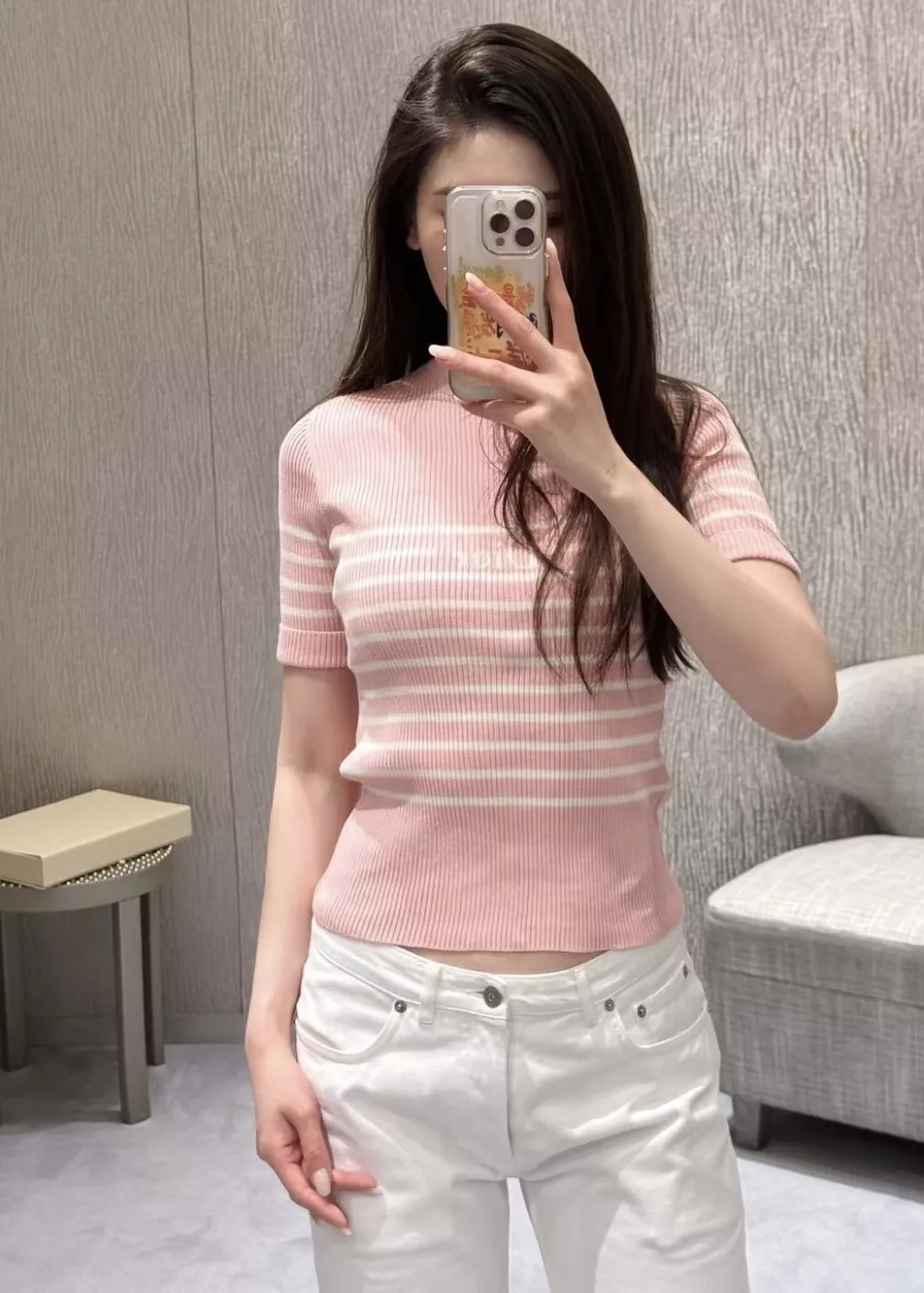 디올 스트라이프 인타르시아 슬림핏 반소매 니트 상세 이미지 31