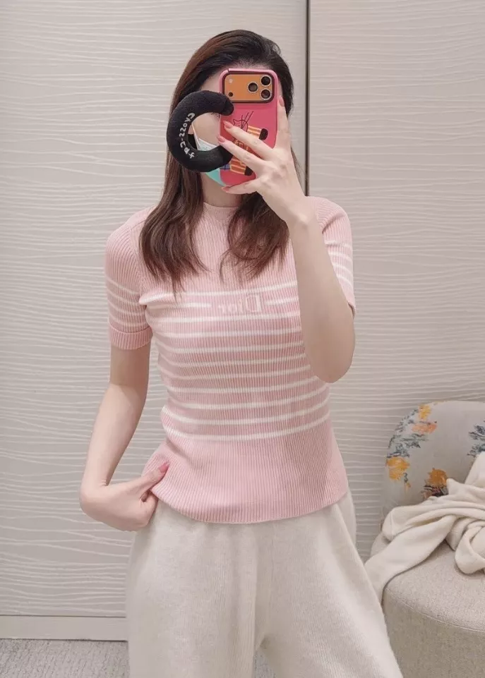 디올 스트라이프 인타르시아 슬림핏 반소매 니트 상세 이미지 34