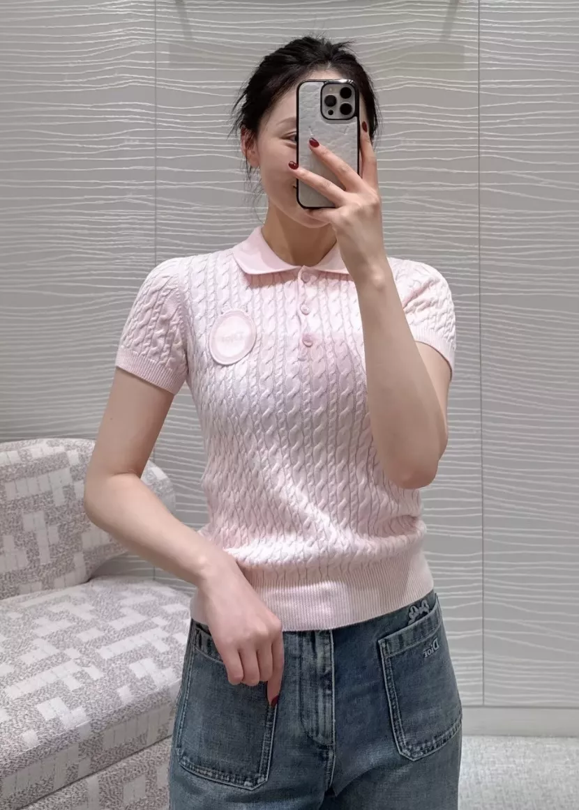디올 꽈배기 폴로 칼라 반소매 니트 상세 이미지 34