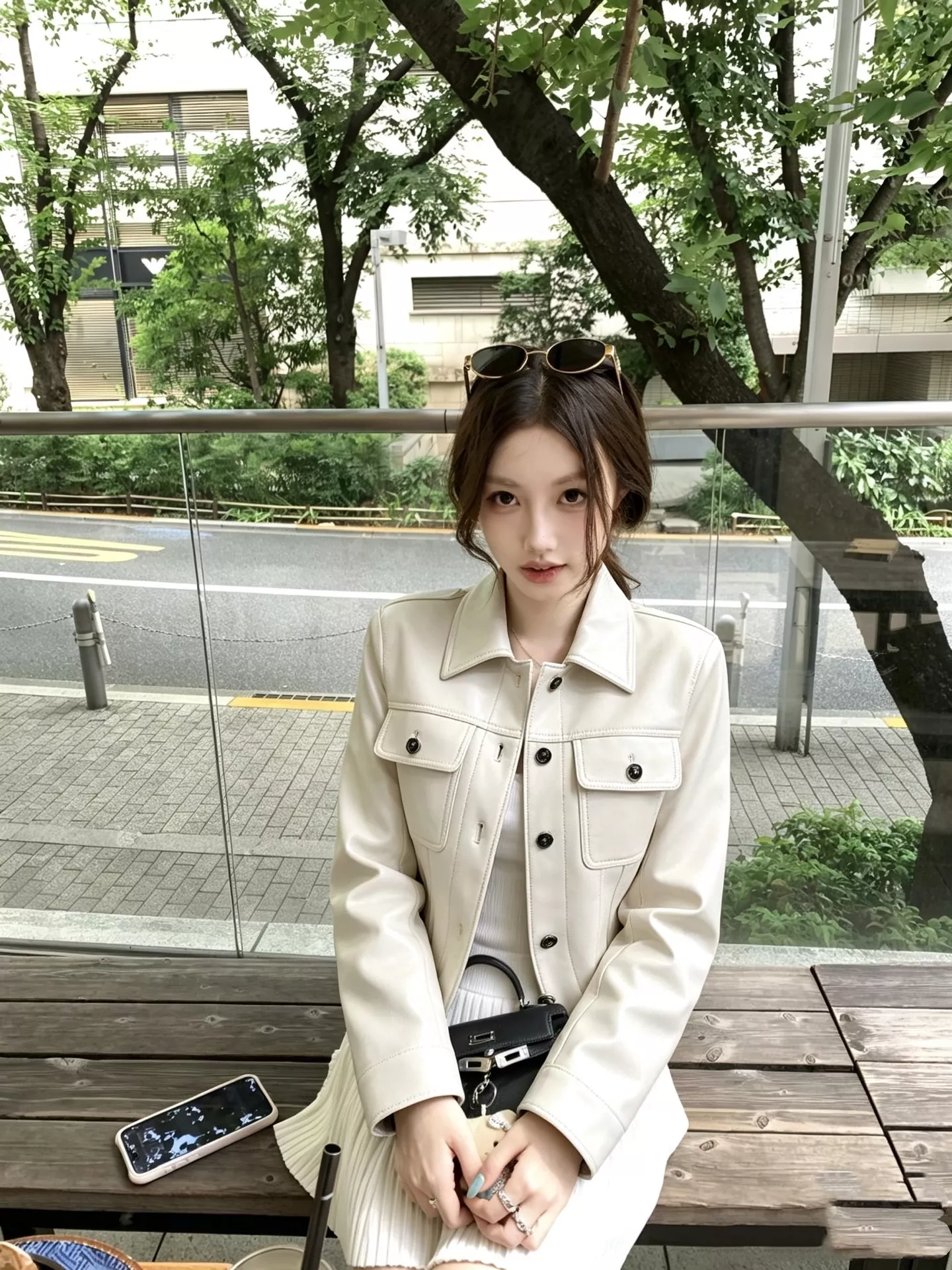 샤넬 양가죽 배색 칼라 크롭 재킷 상세 이미지 21