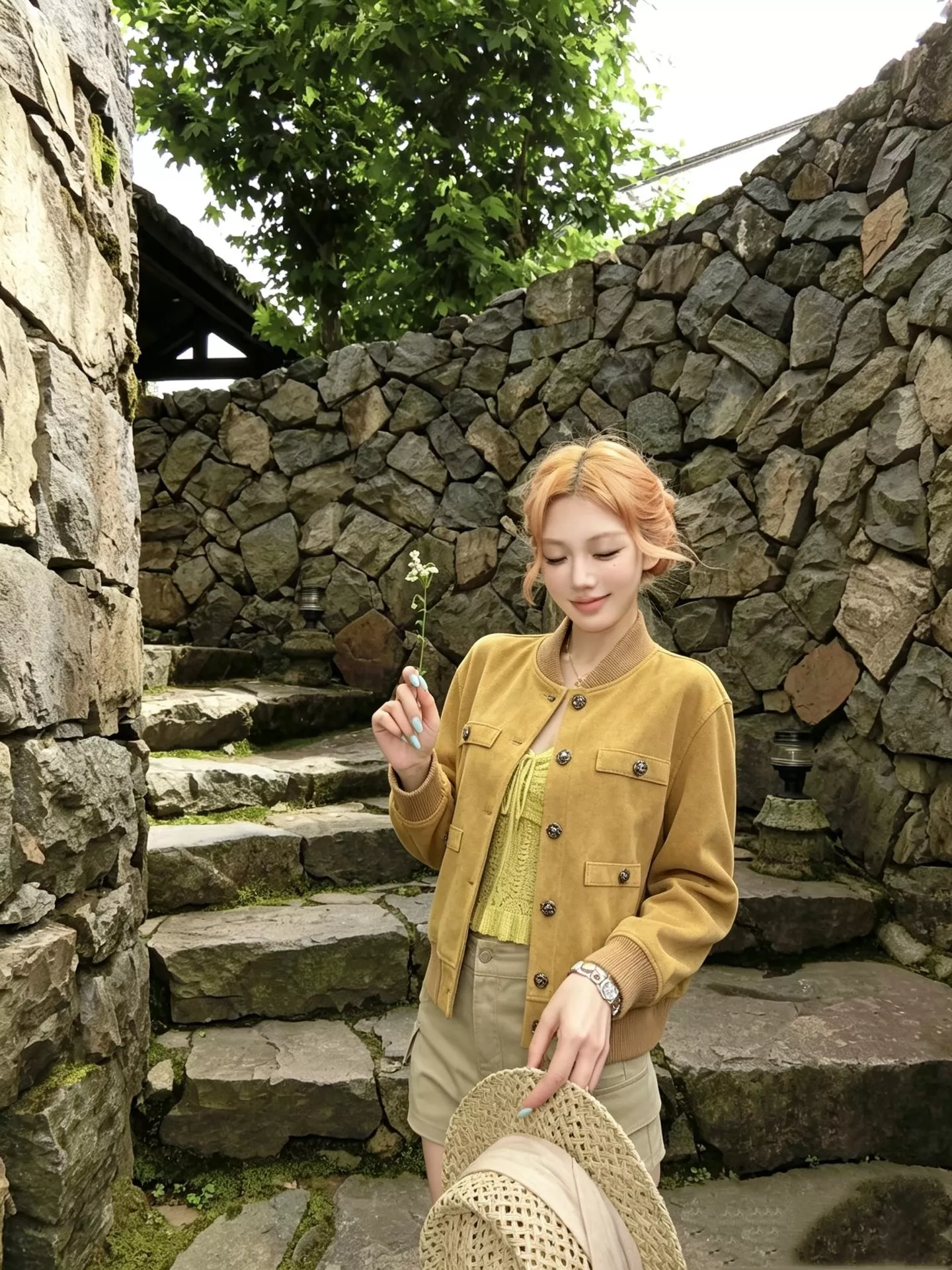 샤넬 스웨이드 질감 크롭 버튼 바시티 재킷 상세 이미지 17