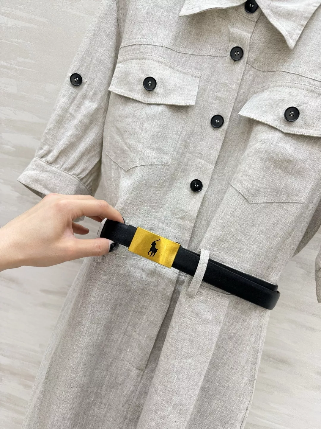 랄프로렌 리넨 포켓 벨트 셔츠 원피스 상세 이미지 5