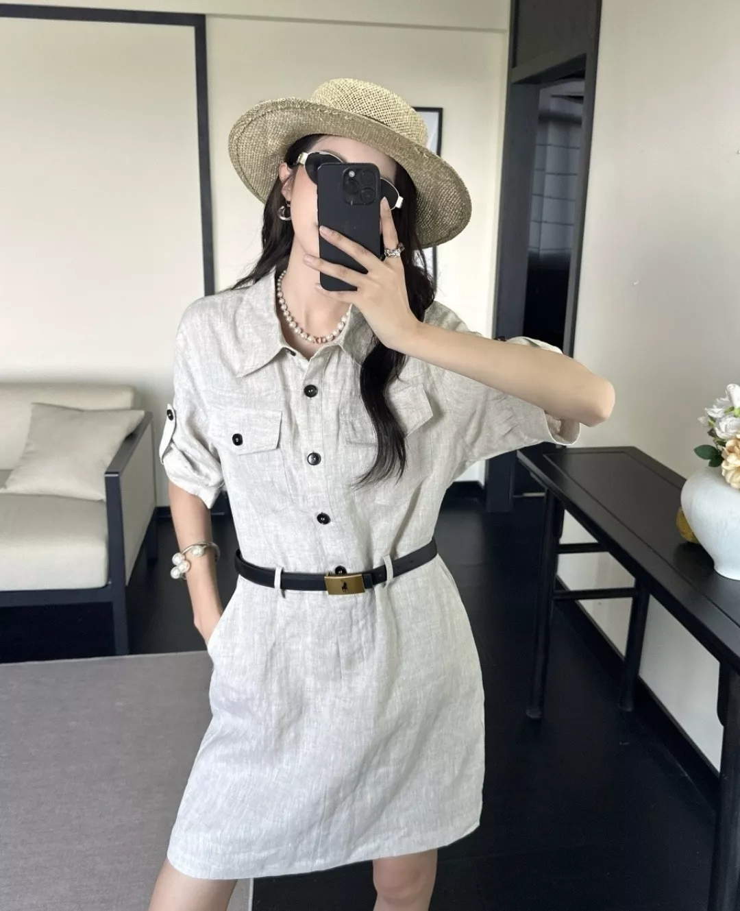 랄프로렌 리넨 포켓 벨트 셔츠 원피스 상세 이미지 16