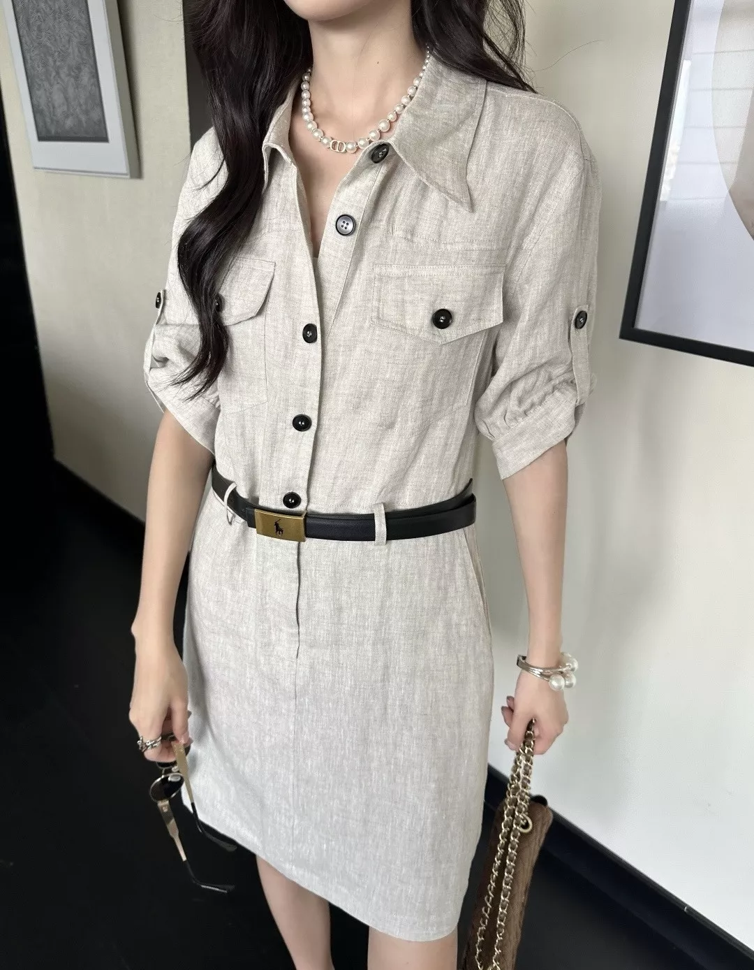 랄프로렌 리넨 포켓 벨트 셔츠 원피스 상세 이미지 15