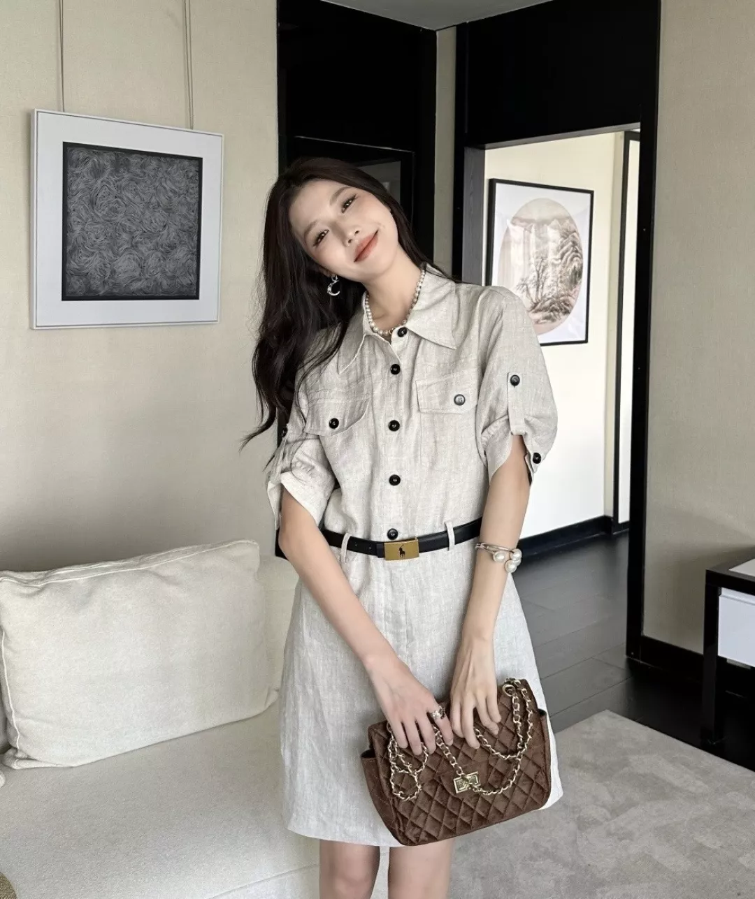 랄프로렌 리넨 포켓 벨트 셔츠 원피스 상세 이미지 13