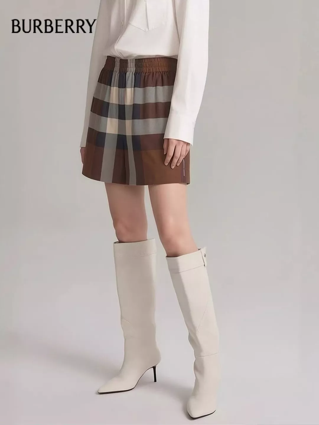 버버리 체크 패턴 밴딩 와이드 하프 팬츠 상세 이미지 10