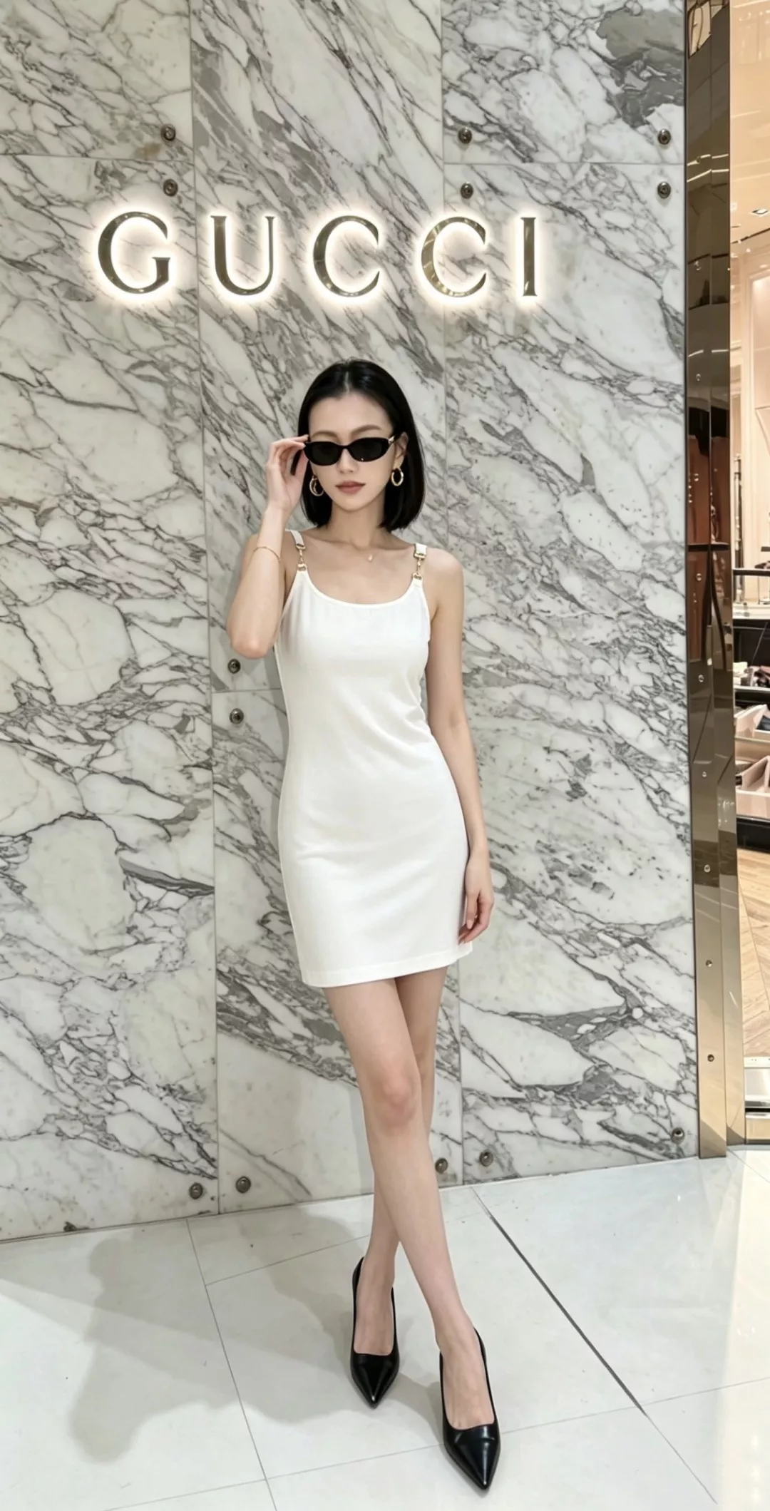 구찌 홀스빗 장식 스퀘어넥 니트 슬리브리스 원피스 상세 이미지 11