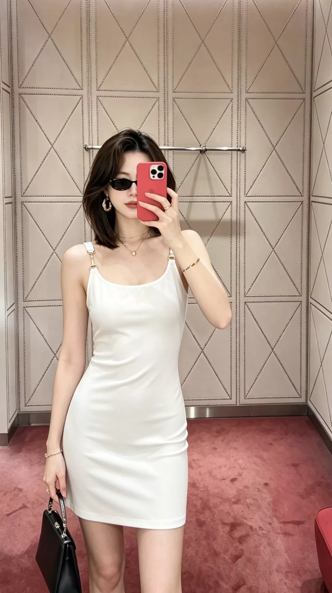구찌 홀스빗 장식 스퀘어넥 니트 슬리브리스 원피스 상세 이미지 9
