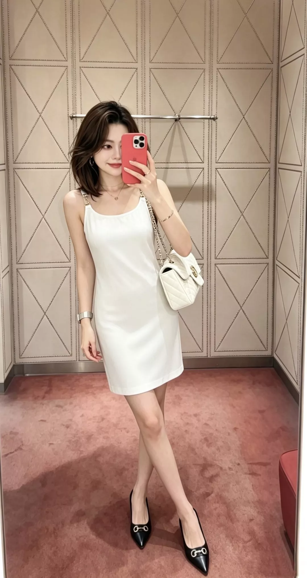 구찌 홀스빗 장식 스퀘어넥 니트 슬리브리스 원피스 상세 이미지 13