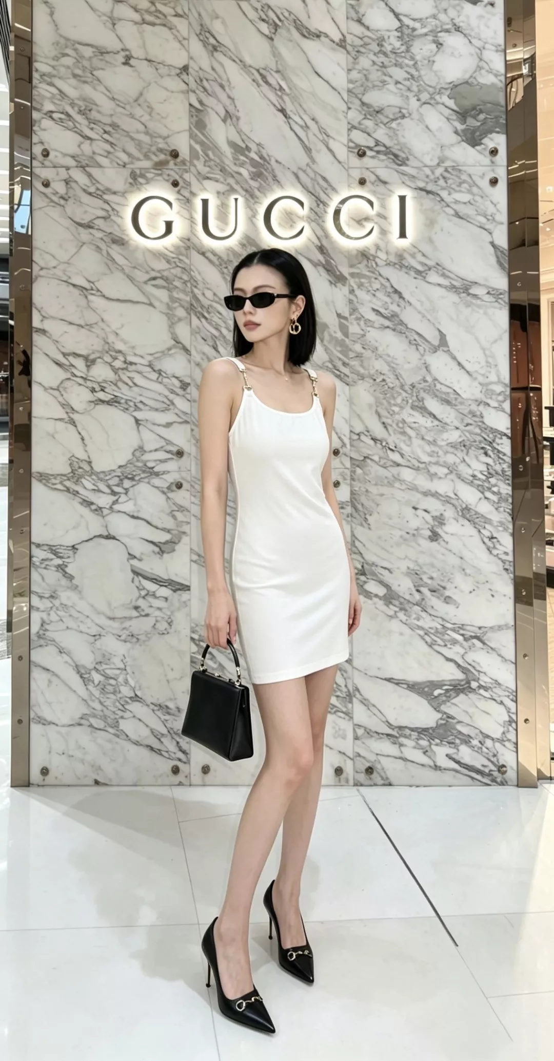 구찌 홀스빗 장식 스퀘어넥 니트 슬리브리스 원피스 상세 이미지 12