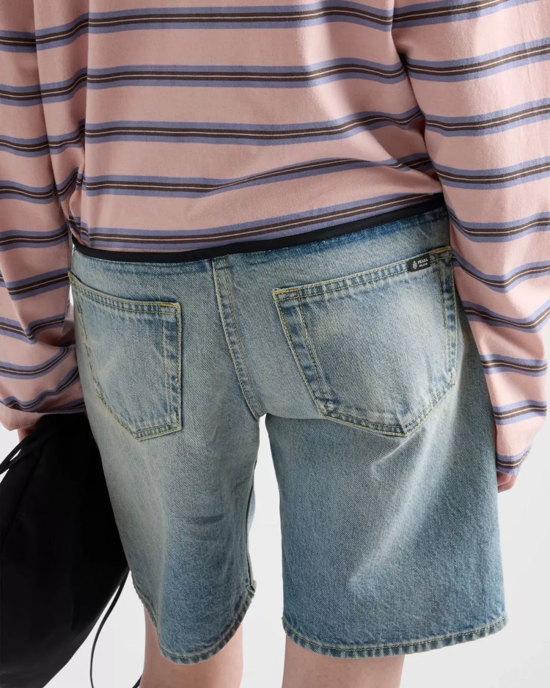 프라다 배색 밴딩 워싱 데님 5부 팬츠 상세 이미지 11