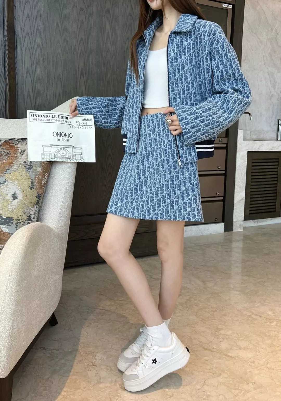 디올 오블리크 자카드 A라인 하이웨이스트 미니 스커트 상세 이미지 13
