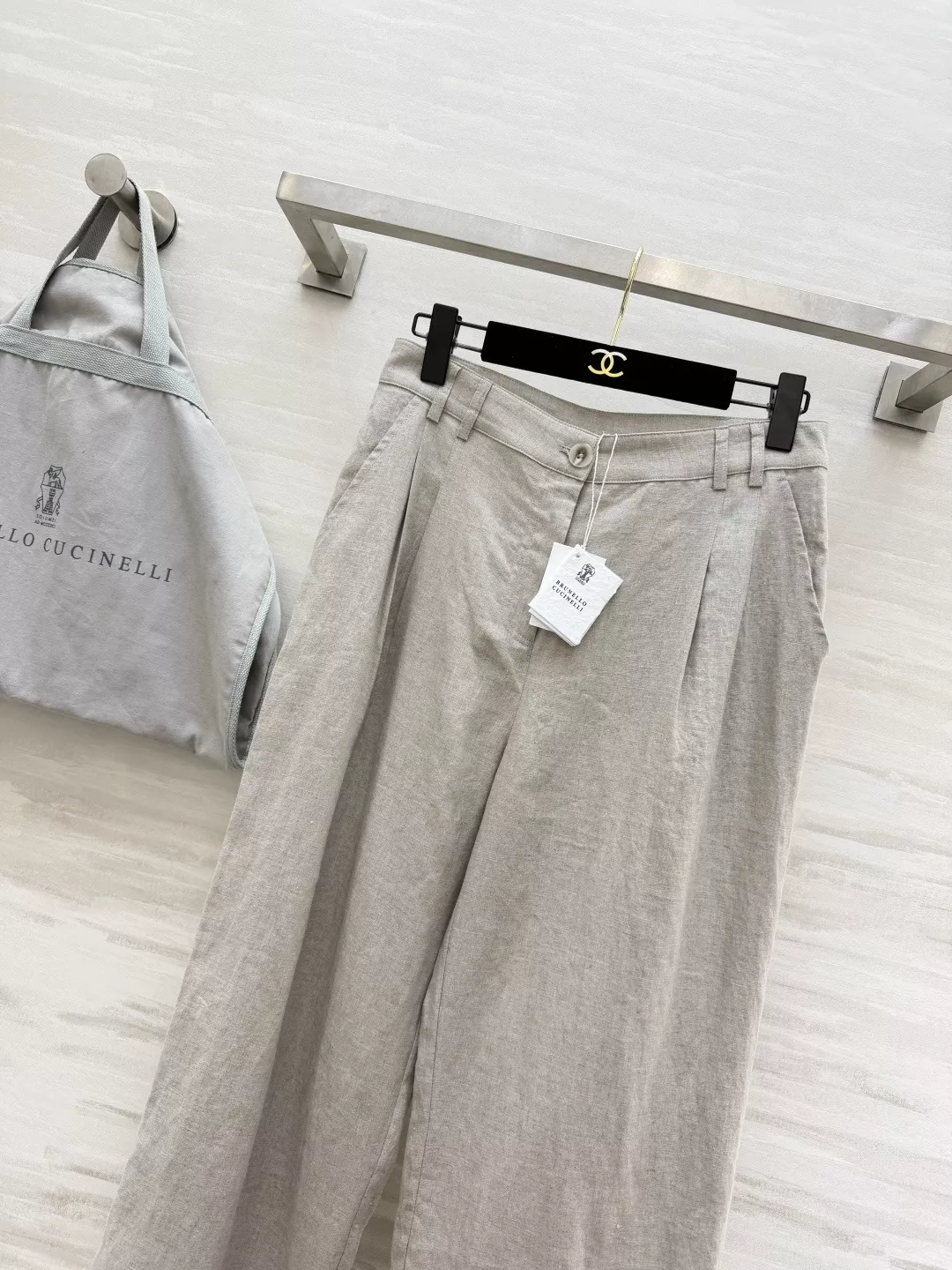 브루넬로쿠치넬리 더블 플리츠 하이웨이스트 린넨 와이드 슬랙스 상세 이미지 2