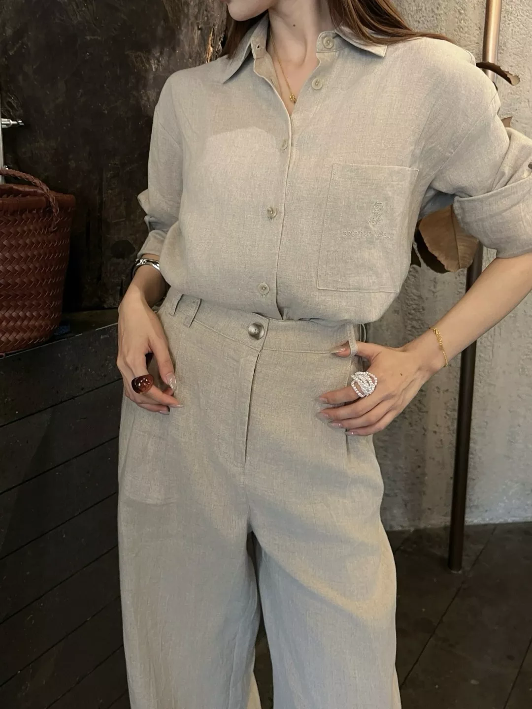 브루넬로쿠치넬리 더블 플리츠 하이웨이스트 린넨 와이드 슬랙스 상세 이미지 10