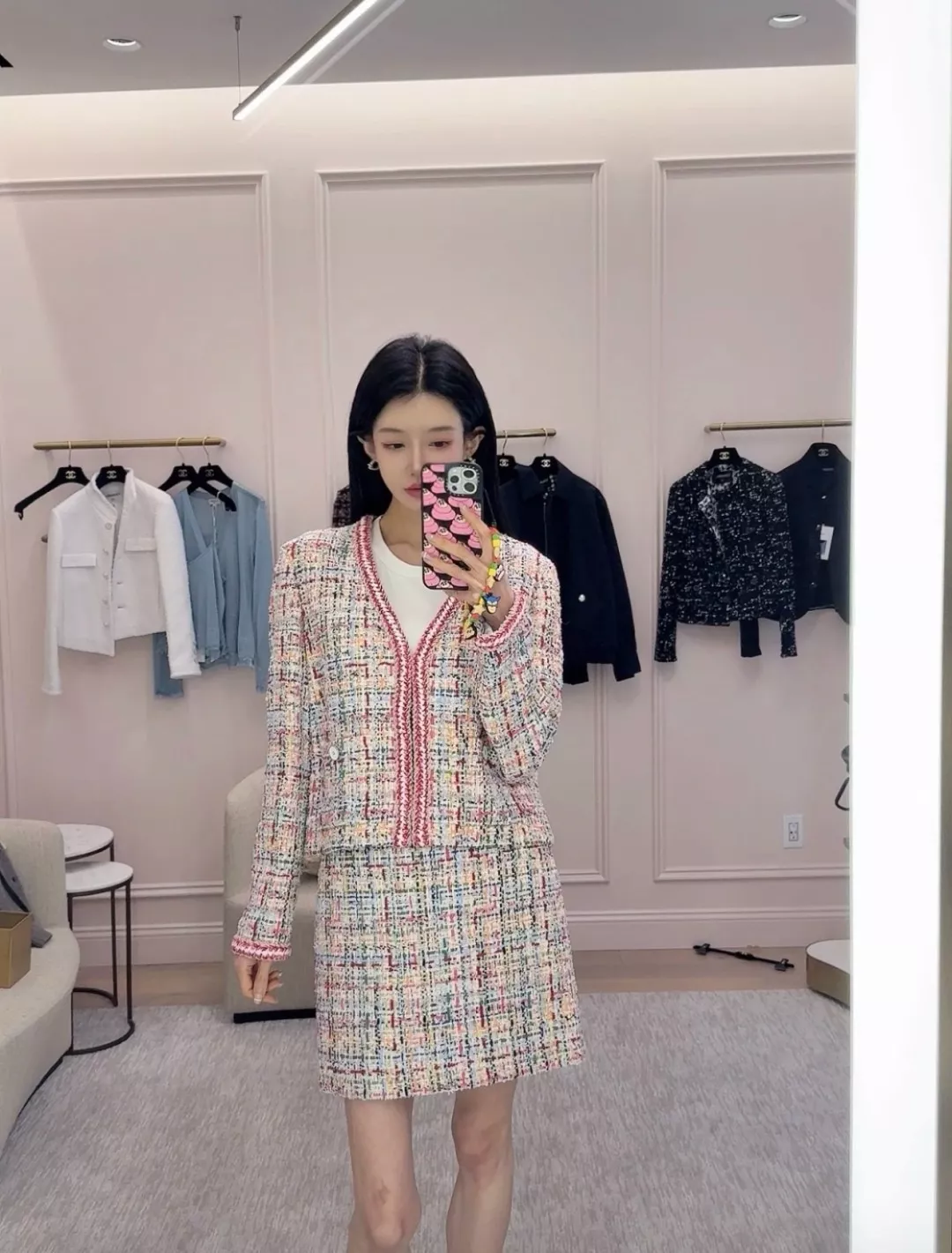 샤넬 사선 트위드 자카드 안감 미니 스커트 상세 이미지 15