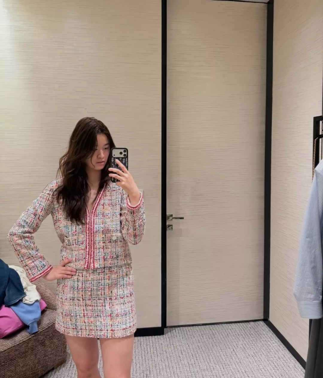 샤넬 사선 트위드 자카드 안감 미니 스커트 상세 이미지 14