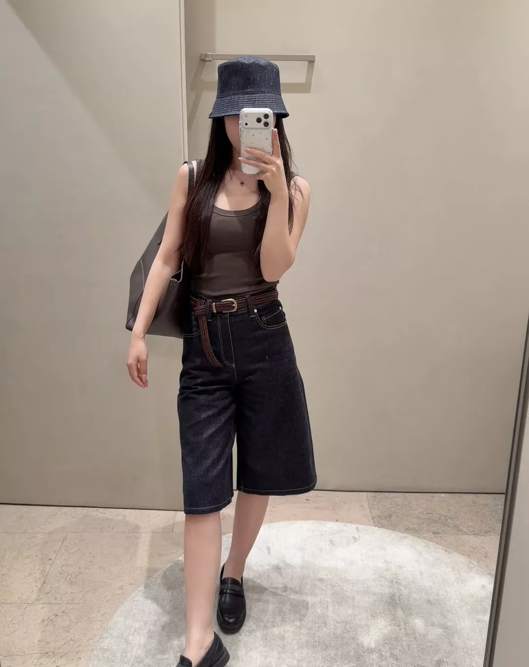 브루넬로쿠치넬리 원색 데님 벨트 와이드 크롭 팬츠 상세 이미지 17