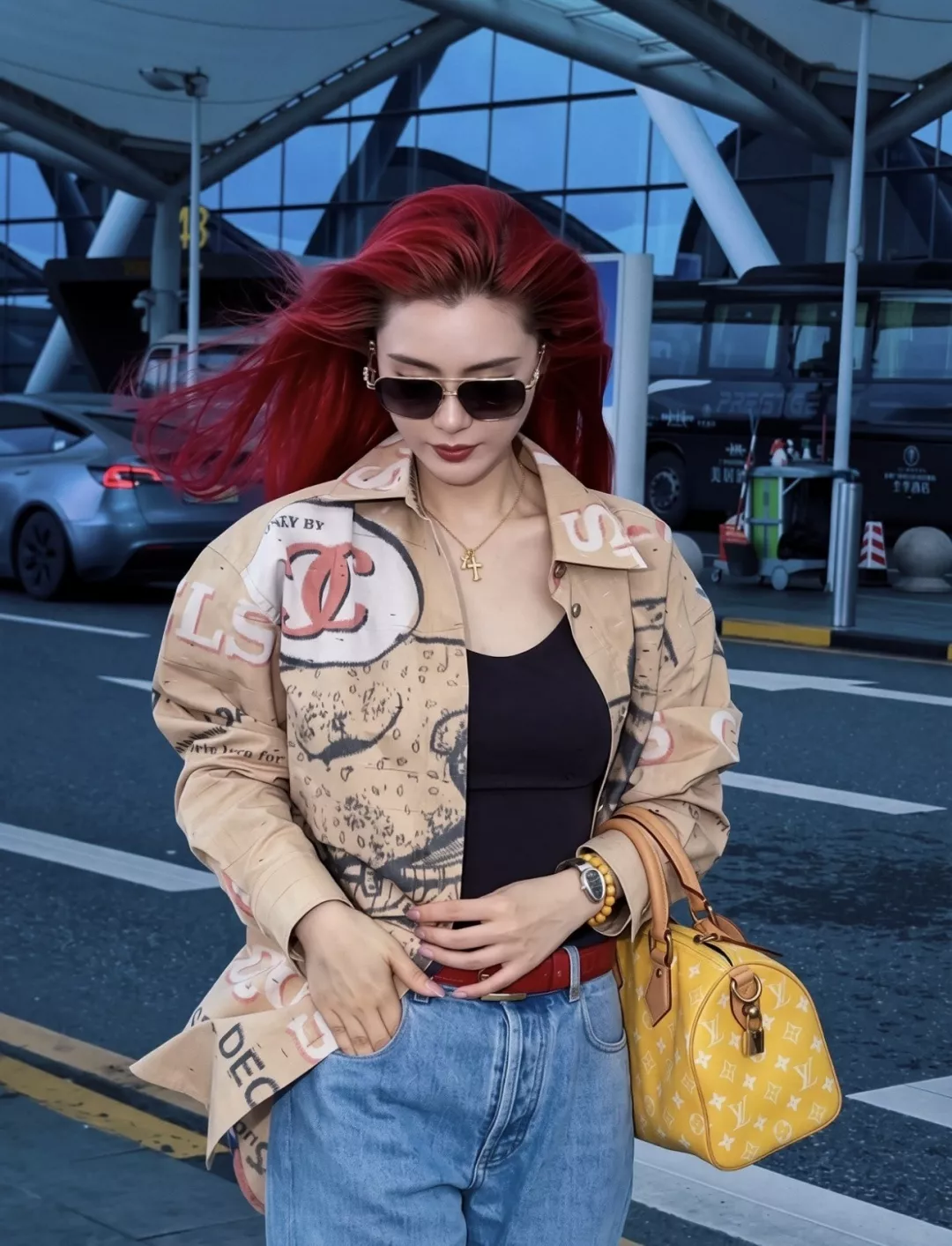 샤넬 그래피티 레터 프린트 오버핏 리넨 긴소매 셔츠 상세 이미지 19