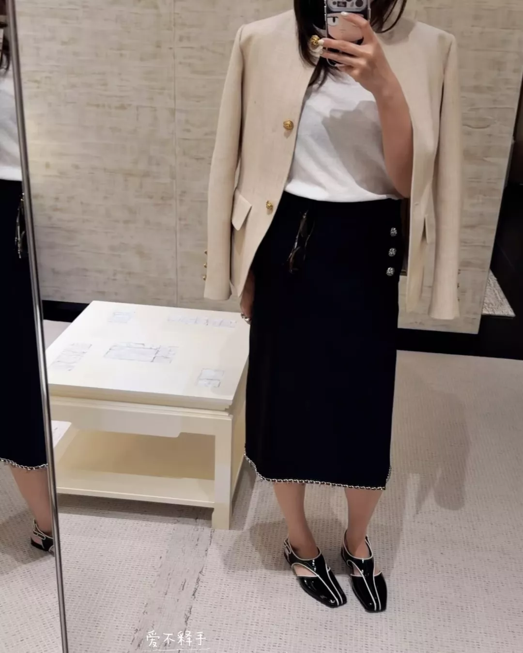 샤넬 랩 스타일 까멜리아 버튼 롱 스커트 상세 이미지 10