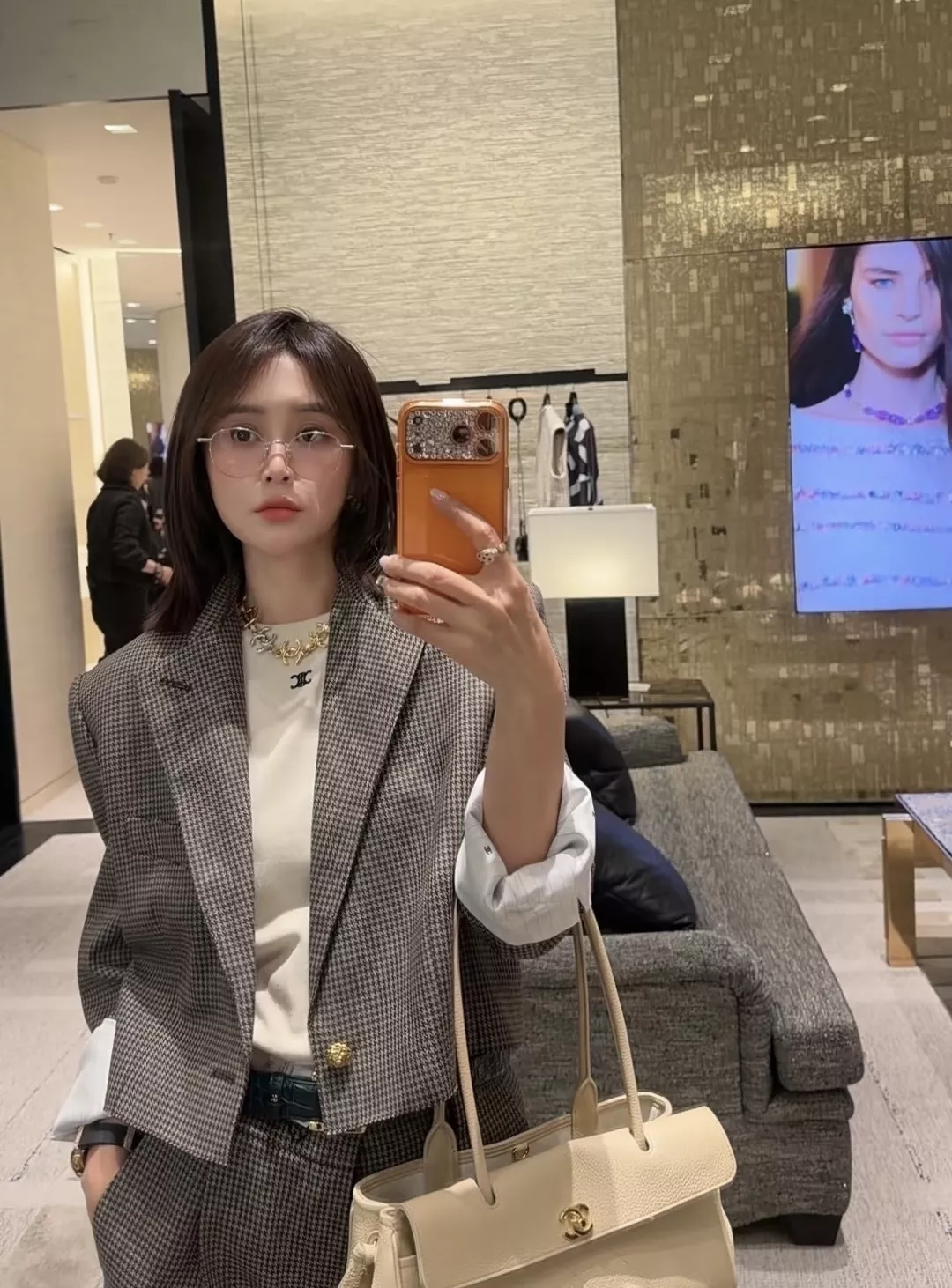 샤넬 하운드투스 프린지 크롭 정장 재킷 상세 이미지 11