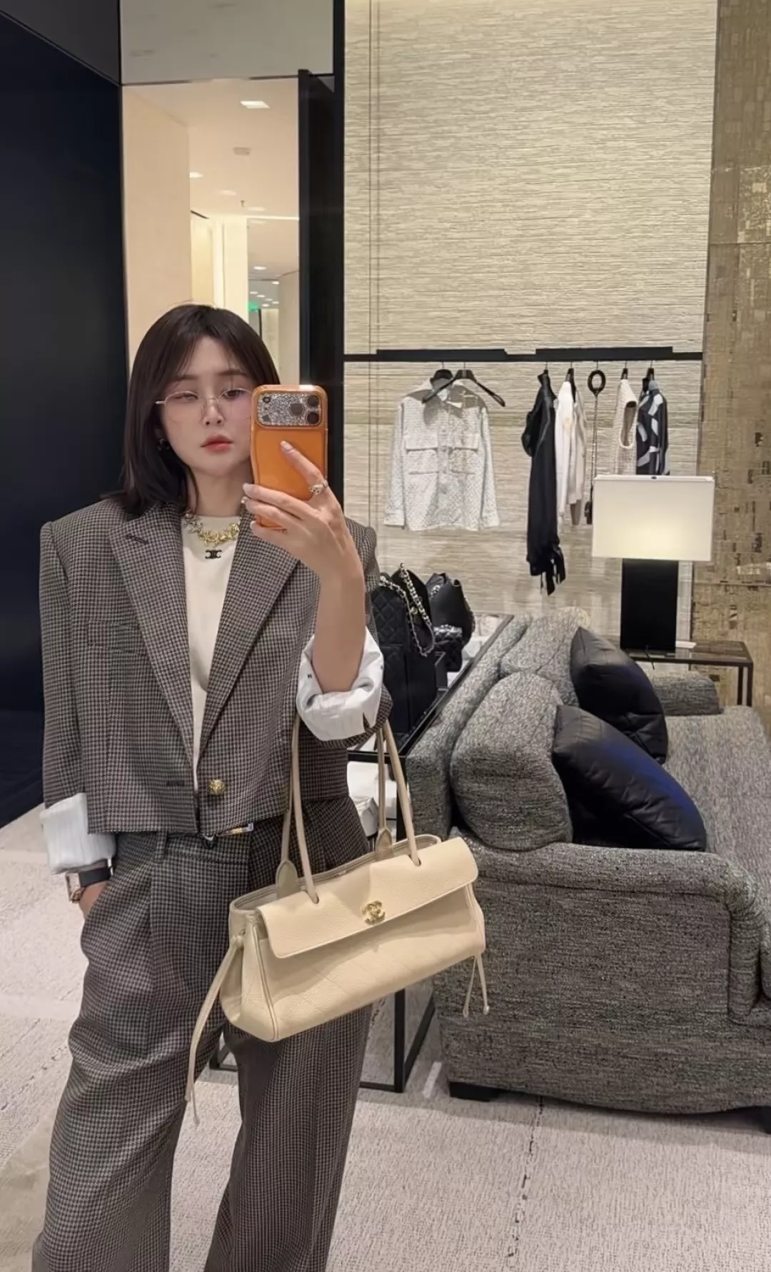 샤넬 하운드투스 프린지 크롭 정장 재킷 상세 이미지 10