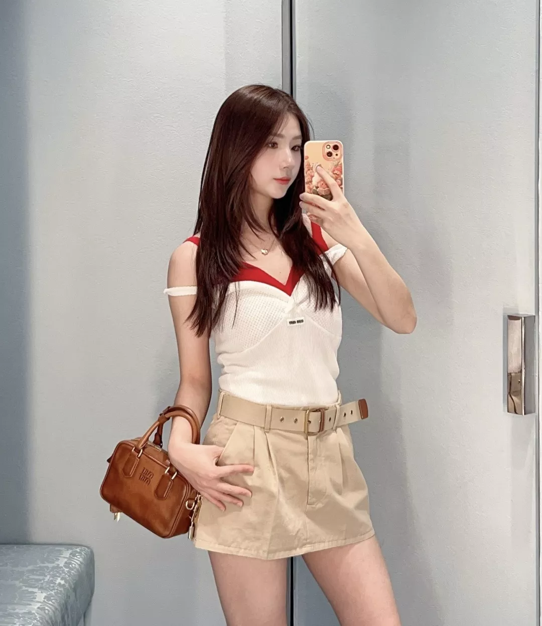 미우미우 플리츠 안전팬츠 벨트 미니 스커트 상세 이미지 10