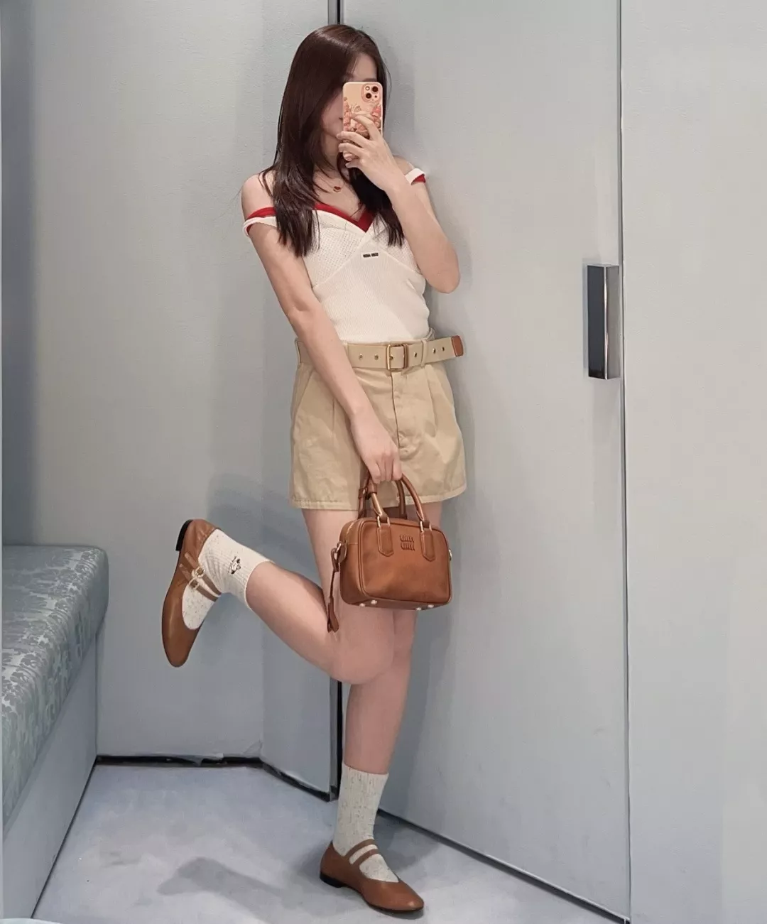 미우미우 플리츠 안전팬츠 벨트 미니 스커트 상세 이미지 13
