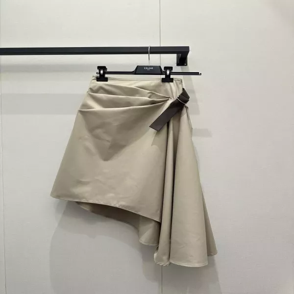 로에베 비대칭 플리츠 벨트 코튼 롱 스커트