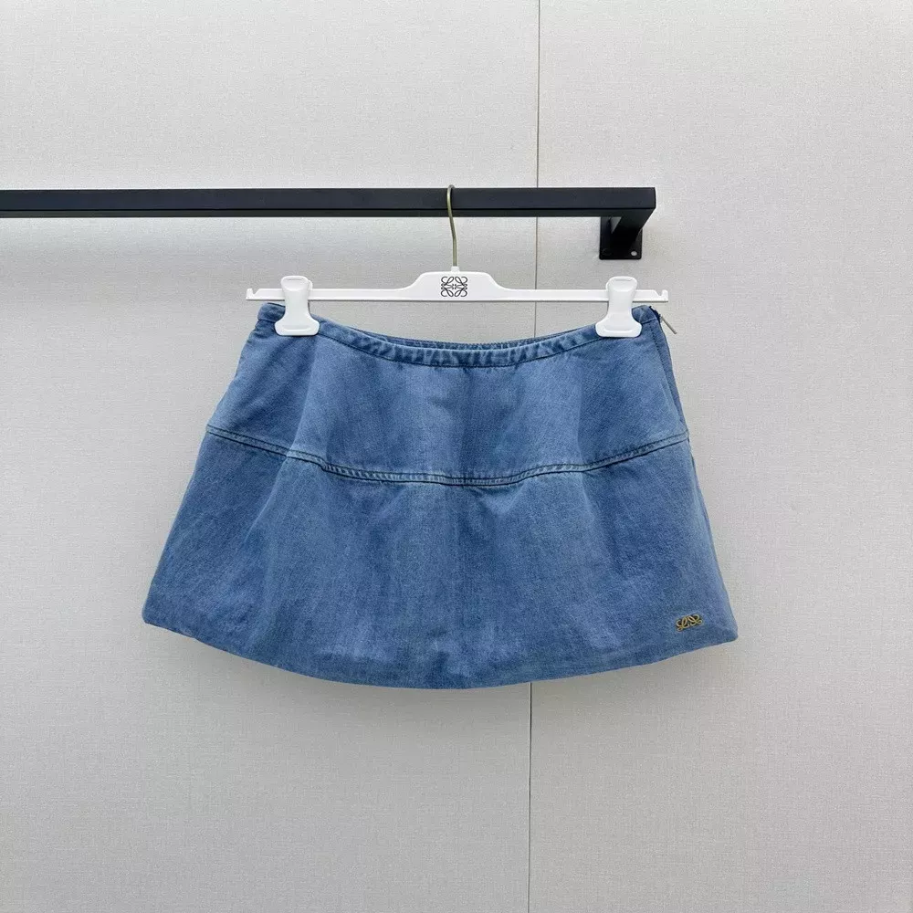 로에베 벌룬 실루엣 워싱 데님 미니 스커트