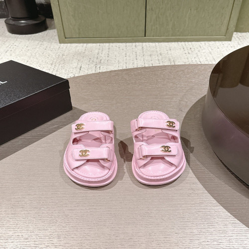 샤넬 램스킨 벨크로 스트랩 오픈토 샌들