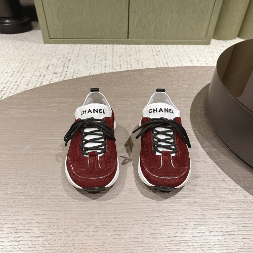 샤넬 스웨이드 배색 레이스업 캐주얼 스니커즈