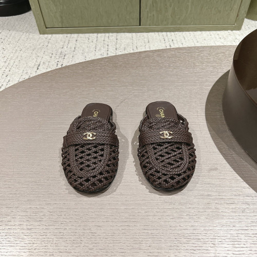 샤넬 브레이드 우븐 펀칭 로퍼 뮬