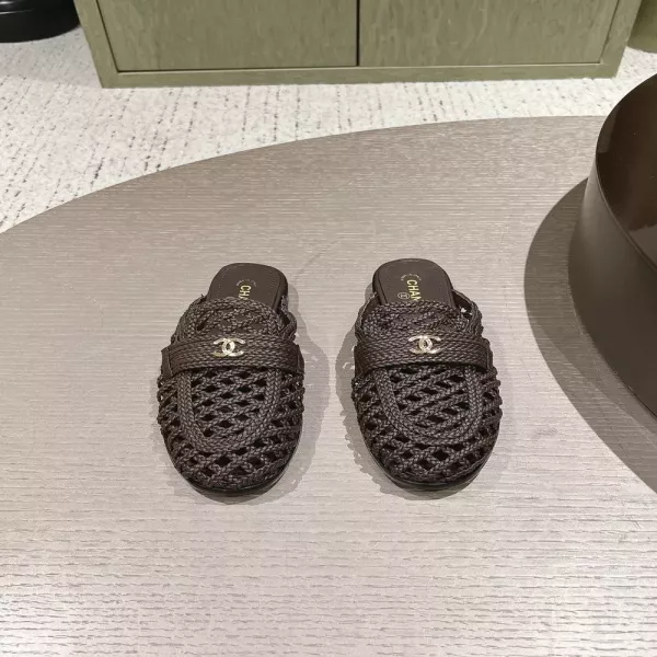 샤넬 브레이드 우븐 펀칭 로퍼 뮬