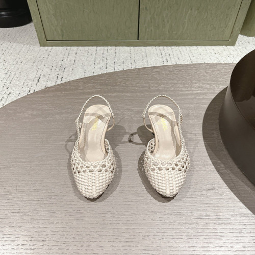 샤넬 우븐 펀칭 슬링백 힐 샌들
