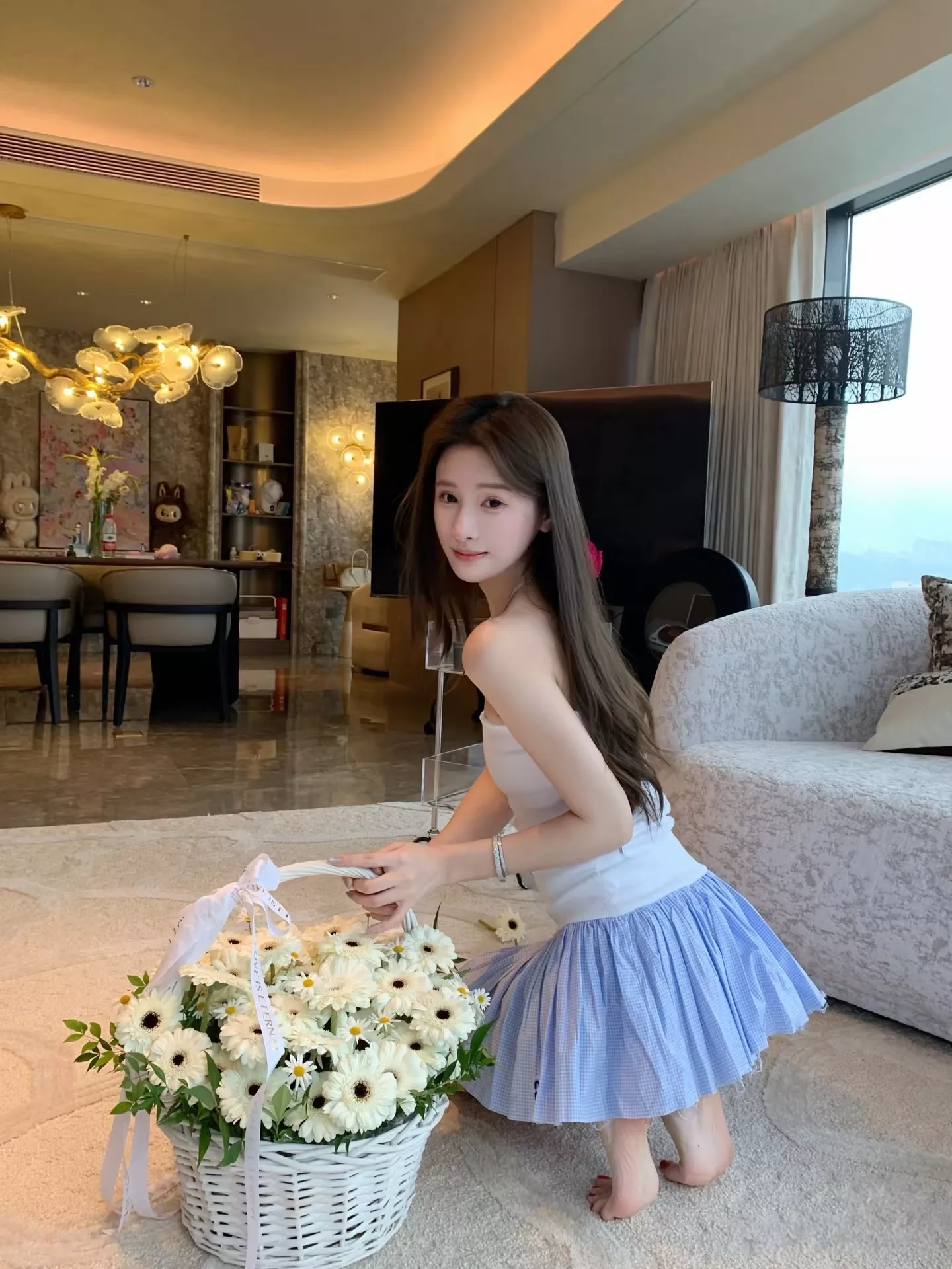 미우미우 메리노 울 튜브탑 배색 플레어 원피스 상세 이미지 69
