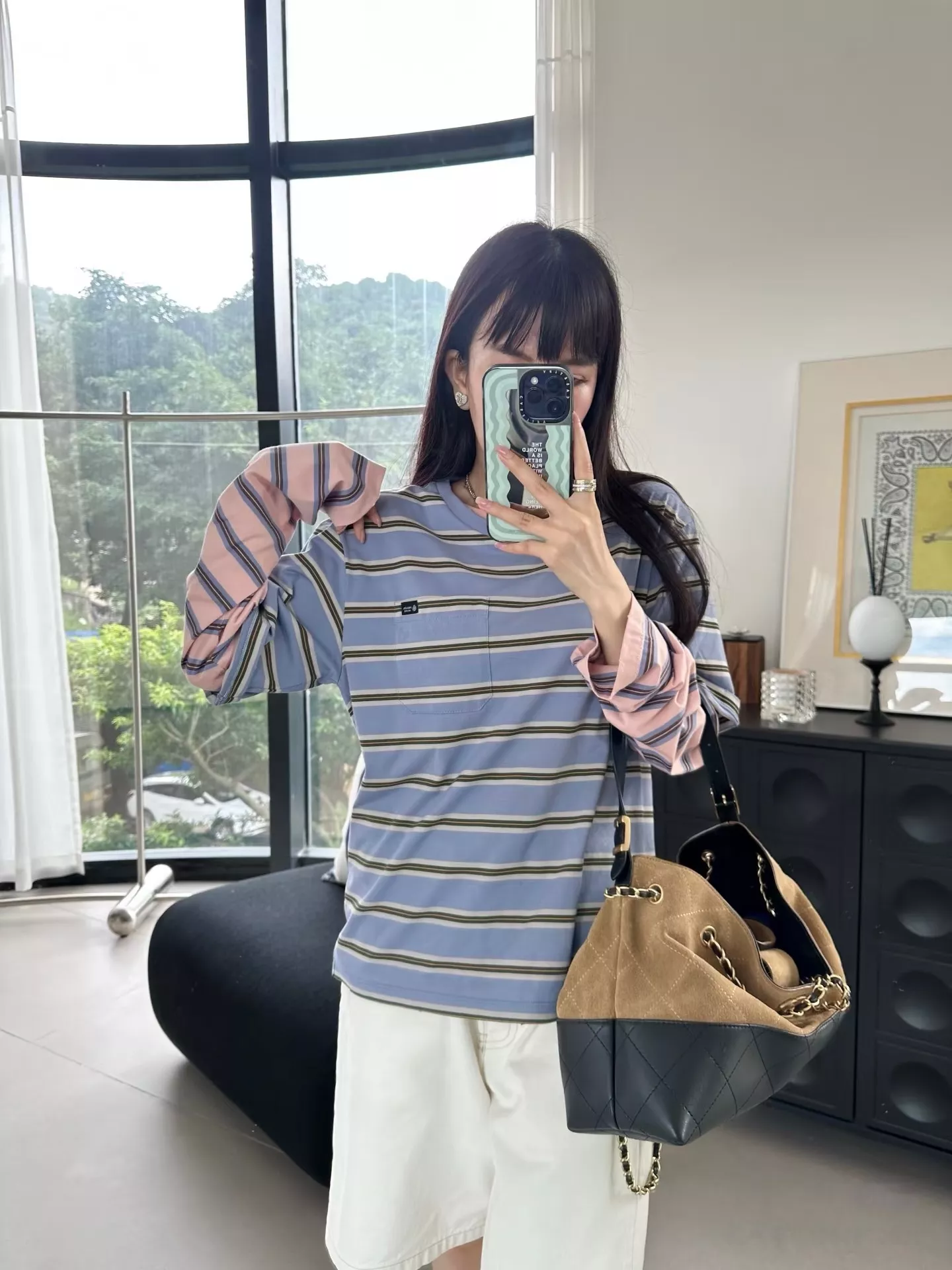 프라다 스트라이프 크루넥 반소매 티셔츠 상세 이미지 66